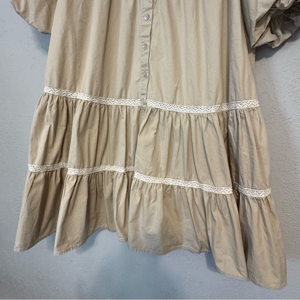 In The Beginning Beige Dress with Puff Sleeves - Picture 5 of 9